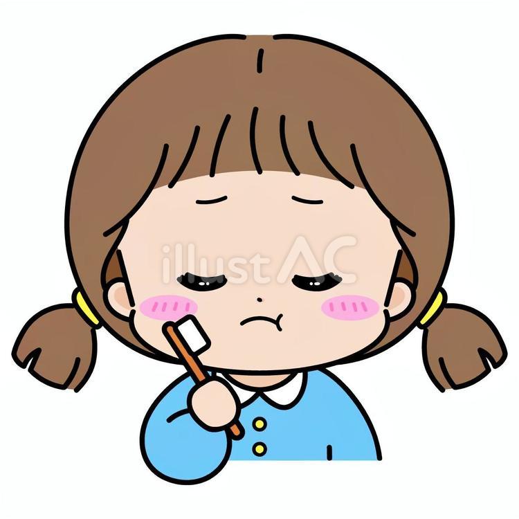 歯磨きを嫌がってなかなかしない女の子２ 歯磨き,歯ブラシ,女の子のイラスト素材