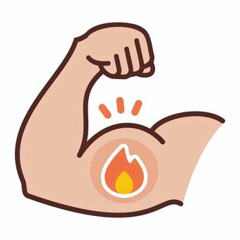 力こぶと脂肪燃焼のイラスト 脂肪燃焼,カロリー,ダイエット,消費,脂肪,力こぶ,代謝,基礎代謝,カロリー消費,簡単のイラスト素材