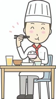  シェフ男性-110-全身 おいしい,コック,男性,シェフ,コックコート,料理人,調理人,コック帽,スカーフ,レストランのイラスト素材