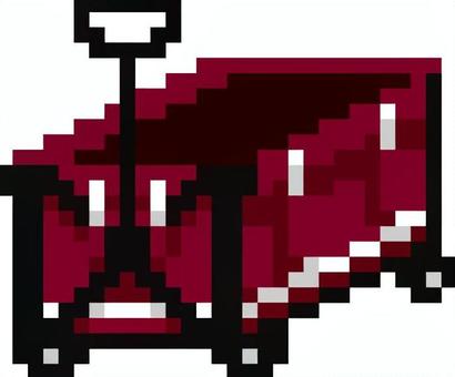 ドット絵の赤のキャリーワゴンです。 ドット絵,キャリーワゴン,シンプル,アウトドア,折り畳み,カート,荷物運搬,キャンプギア,ピクニック,レジャーのイラスト素材