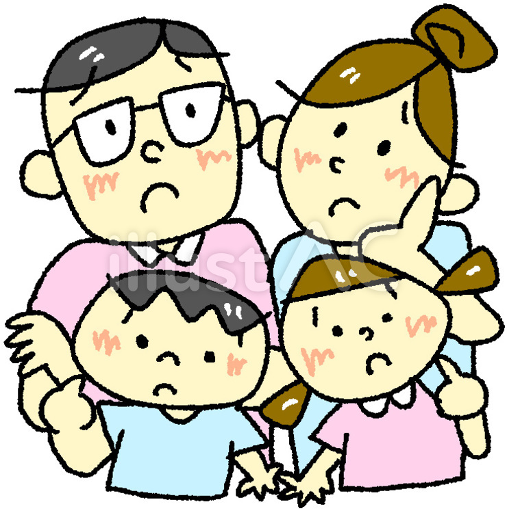 家族：困る 家族,親子,困るのイラスト素材