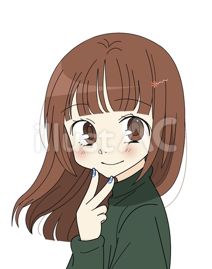 笑顔のロングヘアーの女性