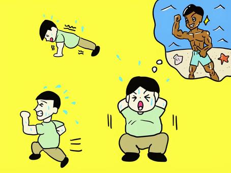 ダイエットに励む人 ダイエット,運動,健康,運動習慣,痩せるのイラスト素材