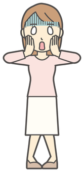  ロングヘア女性-415-全身 慌てる,女性,女の子,人物,かわいい,困った,トラブル,問題,失敗,心配のイラスト素材