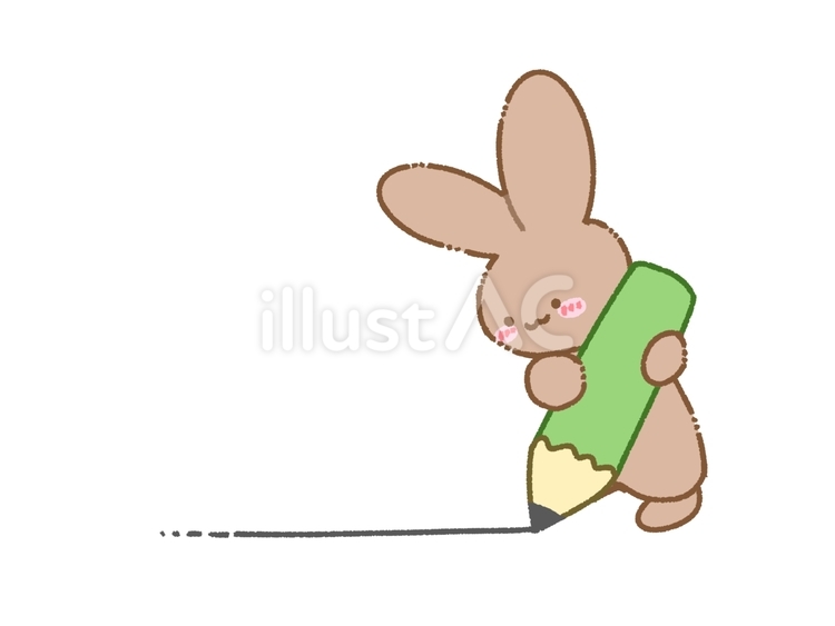 えんぴつで線を引く茶色うさぎ うさぎ,茶色,ブラウンのイラスト素材