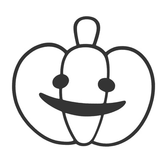 かわいいジャックオランタン　モノクロ ジャックオランタン,ハロウィン,かぼちゃ,野菜,秋,9月,10月,かわいい,モノクロ,シンプルのイラスト素材