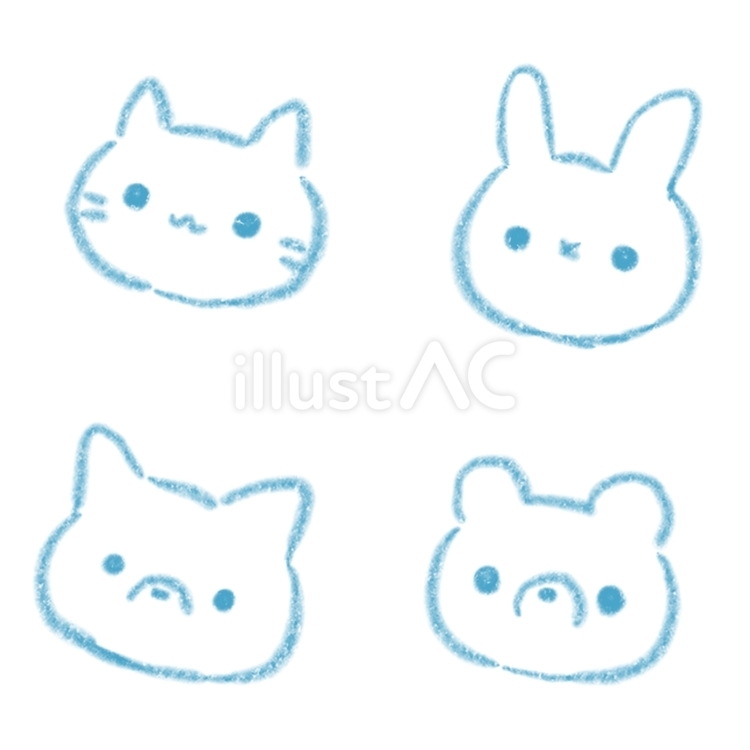 まっしろどうぶつ うさぎ,くま,ねこのイラスト素材