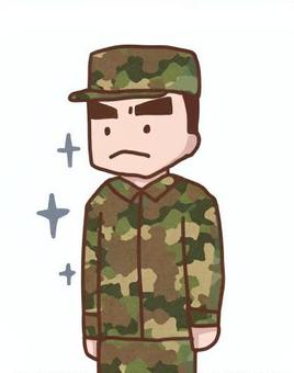 迷彩服を着た、勇ましい男性 迷彩服,自衛隊,戦争,男性,勇ましいのイラスト素材