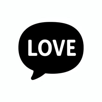 LOVEコロンとした黒色吹き出しアイコン