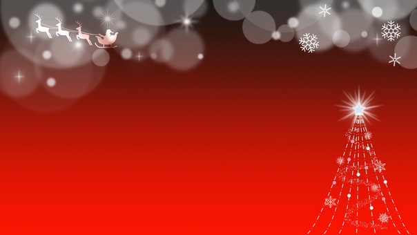 キラキラ光るクリスマスツリー（赤2） クリスマスツリー,クリスマス,背景,キラキラ,サンタクロース,サンタ,トナカイ,ソリ,シルエット,きれいのイラスト素材