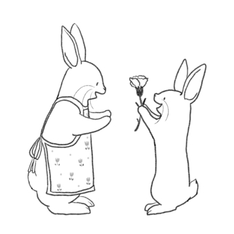 Rabbit giving carnation to mother, , JPG and PNG