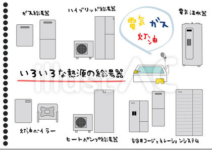 いろいろな熱源の給湯器