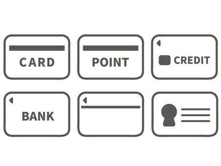 カードのアイコンセット クレジットカード,カード,支払い,クレカ,キャッシュレス決済,キャッシュレス,決済,表面,ネット,ネットショップのイラスト素材