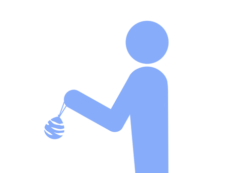水風船を持つ人の上半身イラスト（水色） 人,人物,ピクトグラム,上半身,持つ,水風船,オモチャ,玩具,ヨーヨー,バルーンのイラスト素材