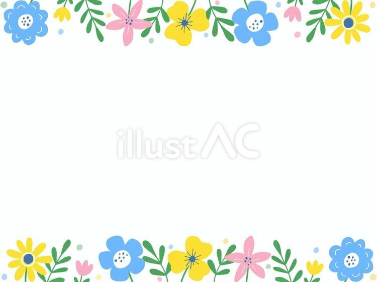 北欧風カラフル花柄フレーム（上下） フレーム,花,かわいいのイラスト素材