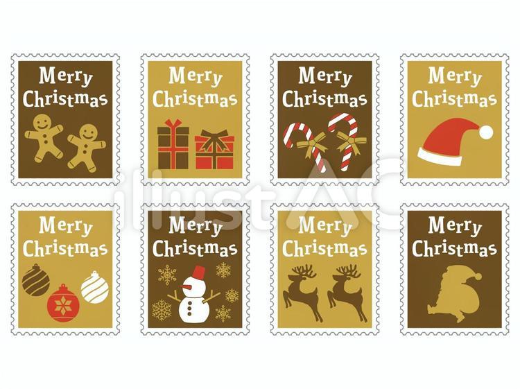 可愛いクリスマスモチーフの切手風イラスト 切手,冬,クリスマスのイラスト素材