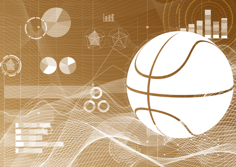 バスケットボールのデータとテクノロジー スポーツ,バスケットボール,波形,曲線,データ,グラフ,テクノロジー,グラデーション,ゴールド,背景のイラスト素材