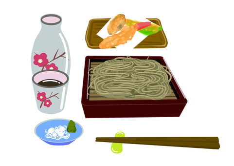 そば そば,天ぷら,年越しそば,ざる蕎麦,せいろ,田舎そば,ざるそばのイラスト素材