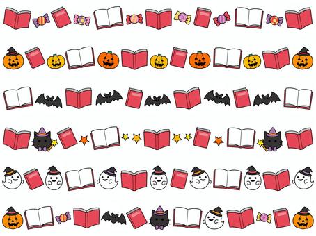 本とハロウィンライン 本,ライン,アイコン,線,装飾,読書,書籍,図書,区切り線,ハロウィンのイラスト素材