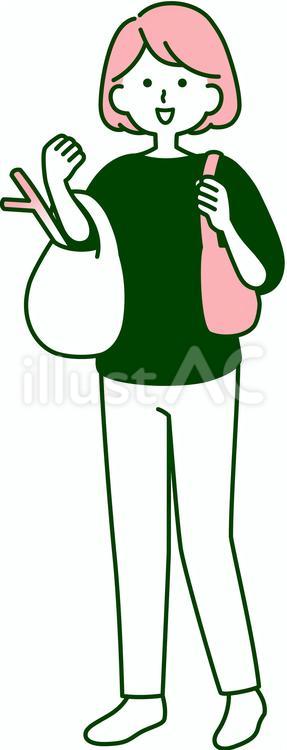 家事代行　スーパーで買い物をする女性 買い物,主婦,女性のイラスト素材
