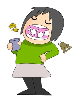 うがいをする女の子 うがい,健康,風邪予防,女の子,カラーのイラスト素材