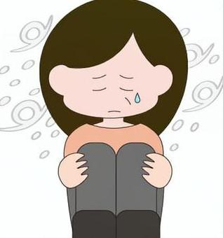 氷河期世代　女性　孤独 氷河期世代,就職氷河期,孤独,絶望,悲しい,泣く,涙,泣き顔,辛い,落ち込むのイラスト素材