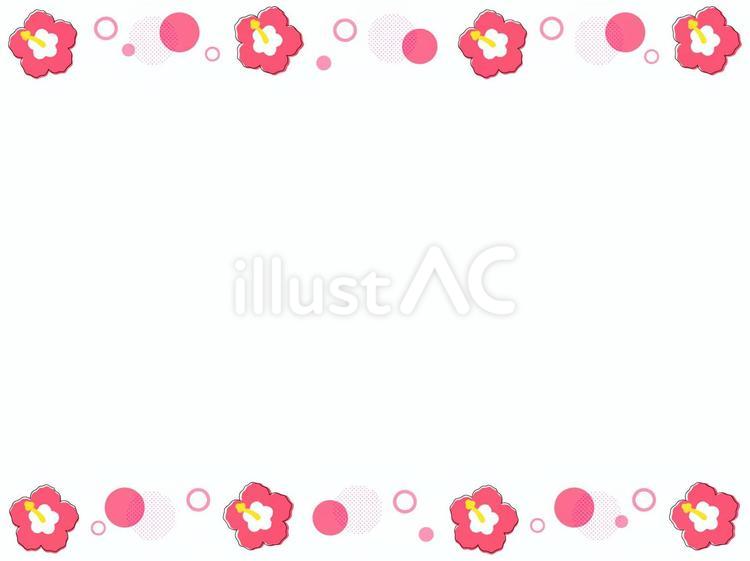 おしゃれなハイビスカスと水玉の夏フレーム ハイビスカス,夏,フレームのイラスト素材