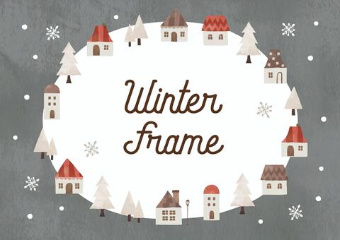 Winter city frame, JPG and AI Winter city frame, , JPG and AI