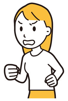  ロングヘア女性(黄)-206-バスト 怒る,女性,女の子,人物,かわいい,怒り,キレる,ムカつく,喧嘩,プンプンのイラスト素材