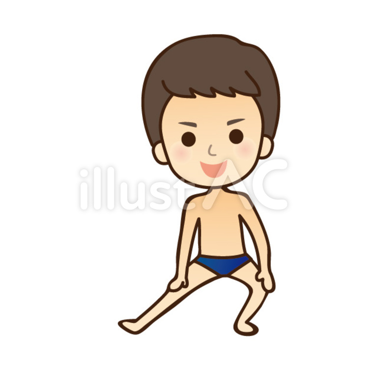 準備体操をする水着を着た男の子 スクール水着,水泳部,夏のイラスト素材