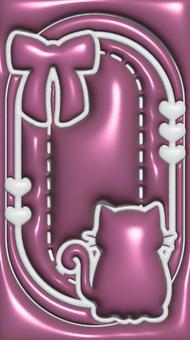 待ち受け 猫 紫 リボン 待ち受け,立体的,ぷっくり,紫,猫,かわいいのイラスト素材