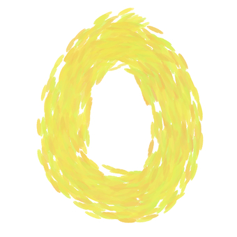 手描き風・黄色のアルファベット「O」 アルファベット,英語,黄色,手描き風,水彩,筆,デザイン素材,教育,ポップ,明るいのイラスト素材
