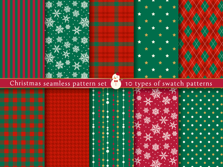 クリスマスのスウォッチパターンセット クリスマス,パターン,シームレス,スウォッチ,柄,背景,模様,壁紙,セット,12月のイラスト素材