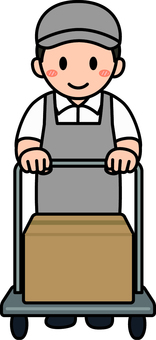 台車を使うグレーの作業員です。 台車を使うグレーの作業員です。 作業員,シンプル,スタッフ,従業員,アルバイト,パート,倉庫,運搬,物流,作業のイラスト素材