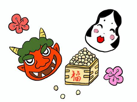 Illustration, setsubun, february, beans, 