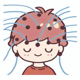 手書き風脳波男の子 臨床検査技師,電極,検査技師,患者,医療,検査室,クリニック,人物,イラスト,挿絵のイラスト素材
