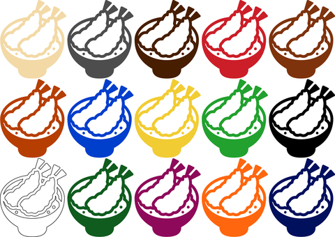 ピクトグラムのえび天丼です。 ピクトグラム,えび天丼,シンプル,えび,天丼,丼もの,天ぷら,和食,食事,定食のイラスト素材