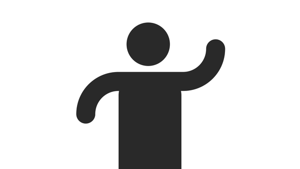 片腕をあげて解説する人　目標 棒人間,人物,教える,解説,指示,応援,頑張る,いいね,ファイト,怒るのイラスト素材