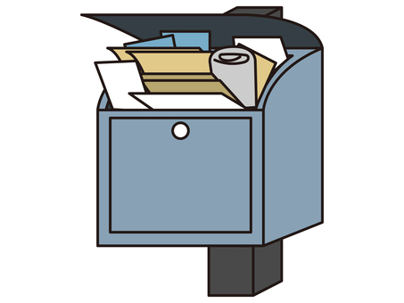 郵便物で一杯の郵便ポスト 郵便,ポスト,郵便受け,玄関,手紙,郵便物,大量,いっぱい,投函,封筒のイラスト素材