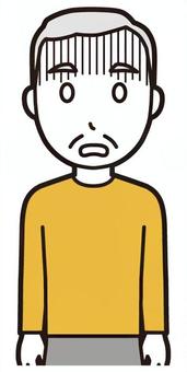  ロンTお爺さん(黄)-401-バスト ガーン,お爺さん,高齢者,老人,男性,祖父,人物,かわいい,ショック,落ち込むのイラスト素材