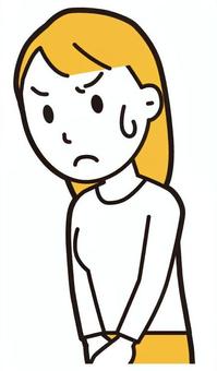  ロングヘア女性(黄)-232-バスト 怒る,女性,女の子,人物,かわいい,怒り,キレる,ムカつく,喧嘩,プンプンのイラスト素材