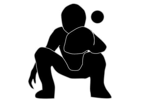 野球キャッチッヤーシルエットイラスト キャッチッヤー,シルエット,野球,運動,競技,デザイン,グラフィック,白背景,白バック,イラストのイラスト素材