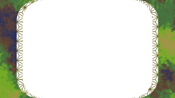 緑色マーブルと麻の葉柄の角丸枠 マーブル,動画フレーム,youtube,和柄,麻の葉,緑,茶色,青,フレーム,背景のイラスト素材