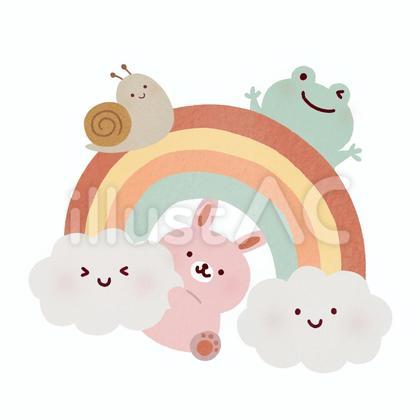 虹とうさカエル