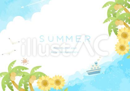 真夏の海の背景イラスト