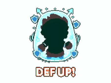 バフ（防御力向上） ドット絵,ピクセルアート,かわいい,レトロ,ゲーム,シルエット,バフ,効果,防御力,能力向上のイラスト素材