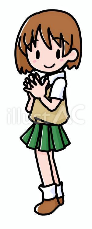 手をくむ女の子２ 女の子,女学生,高校生のイラスト素材