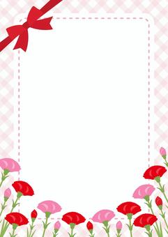 母の日のカーネーションの飾り枠 母の日,フレーム,背景,カーネーション,リボン,飾り枠,枠,春,花,手描きのイラスト素材