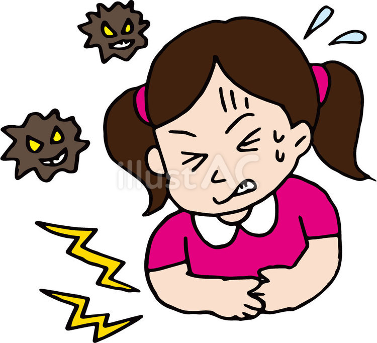 食中毒　子供 食中毒,子供,女の子のイラスト素材
