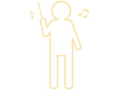 黄色い指揮棒を振る指揮者の人物アイコン 指揮者,指揮棒,音楽,演奏,人物,音楽家,ミュージック,楽団,アイコン,音のイラスト素材